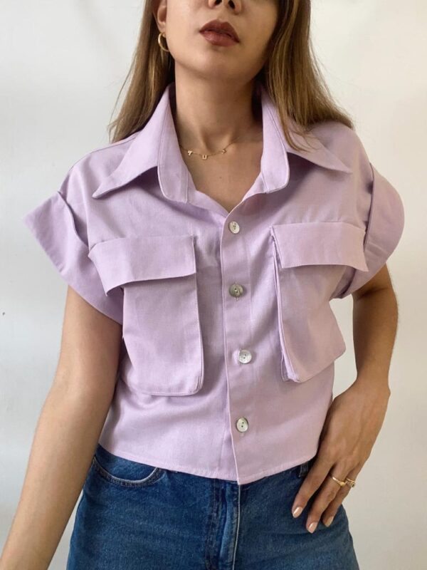 Blusa lila en Lino - Imagen 2
